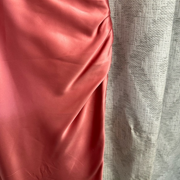 J.Crew rose pink satin one shoulder dress. Pleaded shoulder and opposite side. - Picture 5 of 7